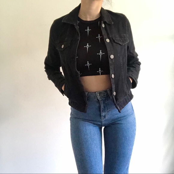 Zara Jackets & Blazers - Zara TRF Denim Jean Black/Grey Fall Jacket
